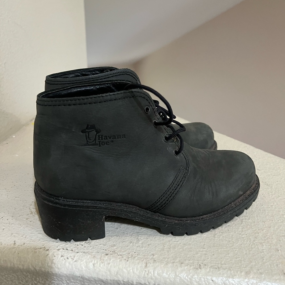 Havana Joe 1811-B Black Leather Classic Chukka Ankle Boots Women Size 39 US 8‎